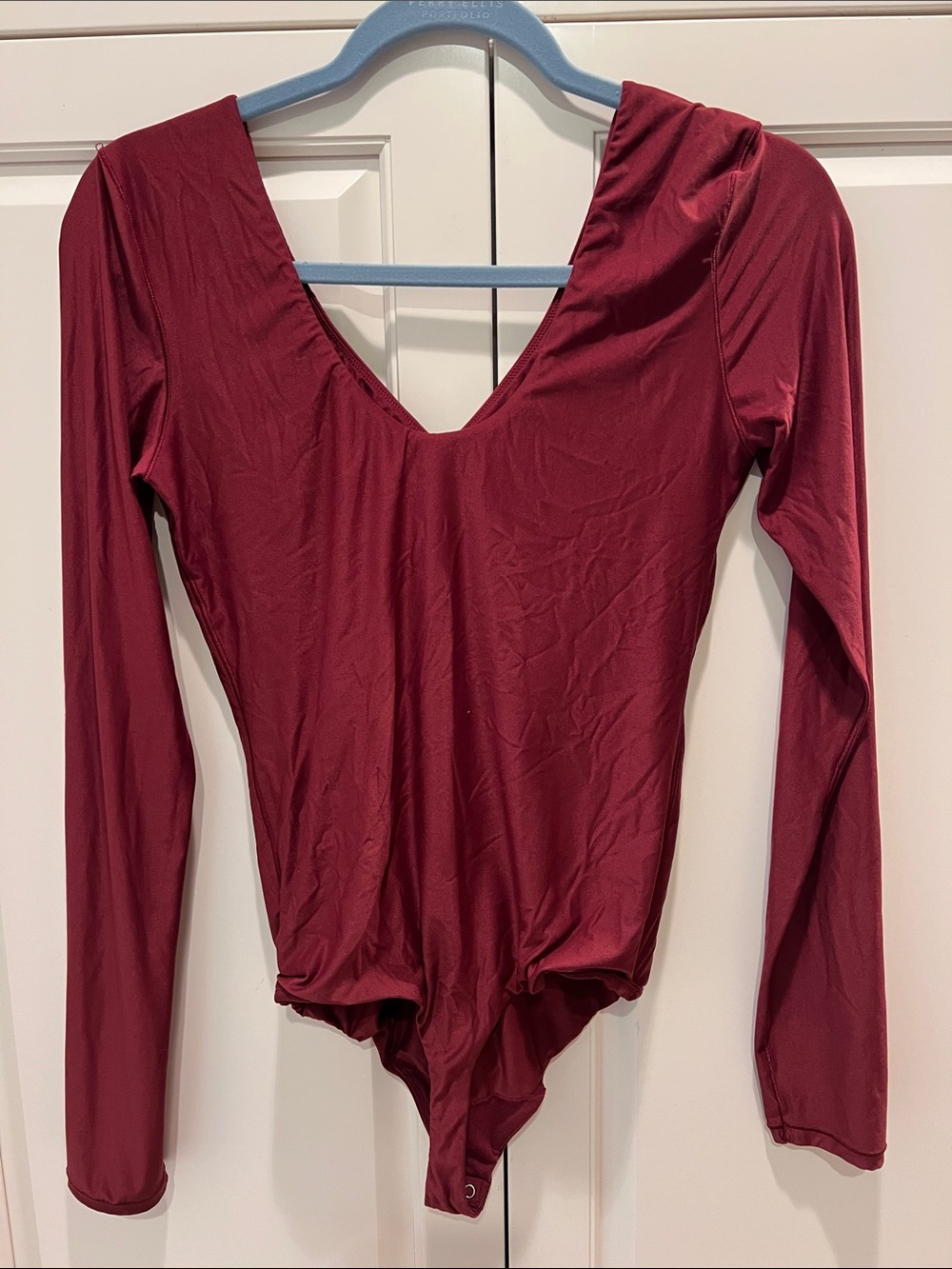 aerie Long Sleeve Deep Red V-Neck Bodysuit